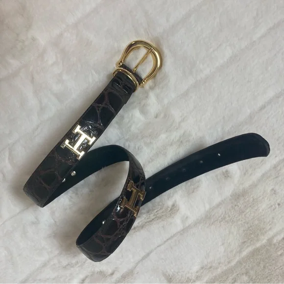 Fantastic “H” Brown Embossed Faux Leather Initial Belt - Picture 4 of 6